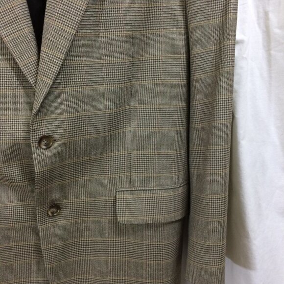 Jos A Bank Sport Coat Blazer Light Brown Plaid Silk Wool Blend 2 Button 42L - Picture 6 of 7